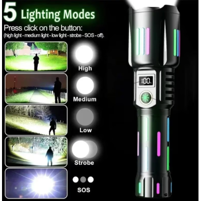 Lanterna tactica profesionala 6500lm KH W515 incarcare tip C 26650mah baterie