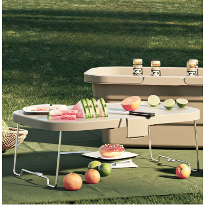 Lighean pliabil 2 in 1 cu masuta picnic 8L BEJ