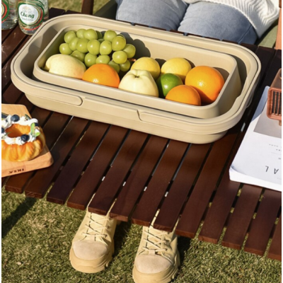 Lighean pliabil 2 in 1 cu masuta picnic 8L BEJ