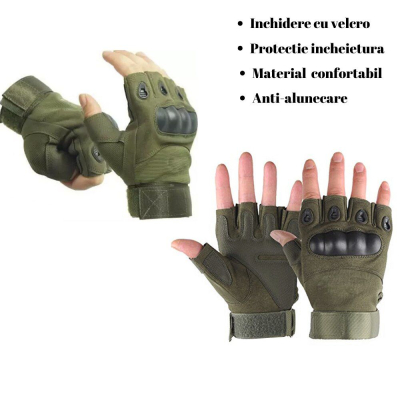 Mănuși de Bicicletă Jumatate de Deget Khaki L sau XL