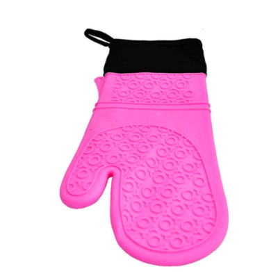 Manusa bucatarie din silicon - ROZ CU NEGRU