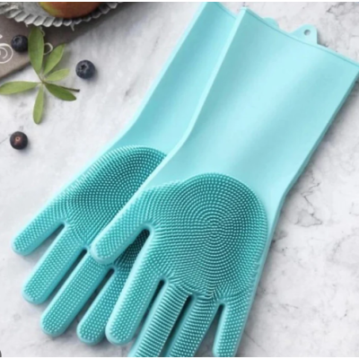 Manusi profesionale din silicon cu perii pentru spalat vasele