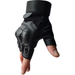 Manusi tactice militare fara degete masura L din vinil cu protectie cauciuc Negru