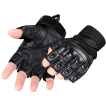 Manusi tactice militare fara degete masura L din vinil cu protectie cauciuc Negru