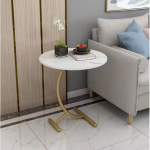 UB Masa laterala rotunda din otel inoxidabil auriu stil nordic model marmura