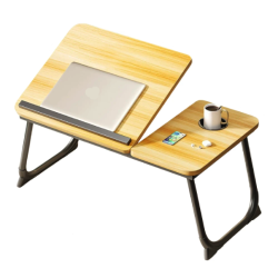 Masa pliabila pentru laptop cu suport pentru pahar reglabila pe inaltime 5 pozitii LEMN NATUR