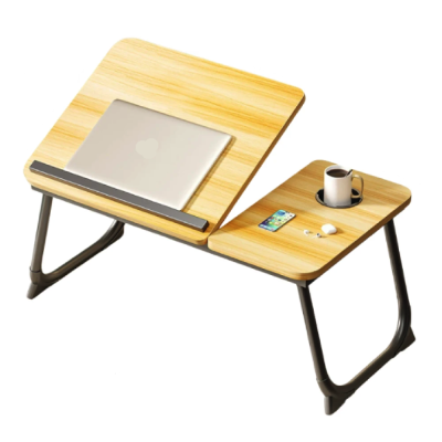 Masa pliabila pentru laptop cu suport pentru pahar reglabila pe inaltime 5 pozitii LEMN NATUR