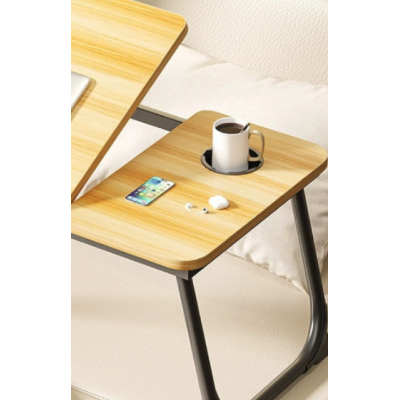 Masa pliabila pentru laptop cu suport pentru pahar reglabila pe inaltime 5 pozitii LEMN NATUR