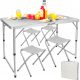 Masa Pliabila Portabila 120 x 60 x 70/62/55 cm cu 4 scaune