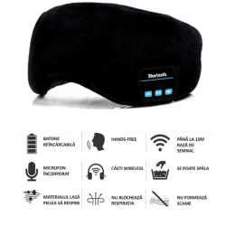 Masca Pentru Somn cu Casti si Microfon Incorporate 