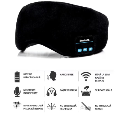 Masca Pentru Somn cu Casti si Microfon Incorporate