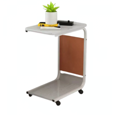 Masuta din otel carbon pentru cafea 4 roti 2 blaturi din lemn buzunar de depozitare ALBA