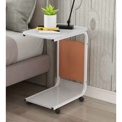 Masuta din otel carbon pentru cafea 4 roti 2 blaturi din lemn buzunar de depozitare ALBA