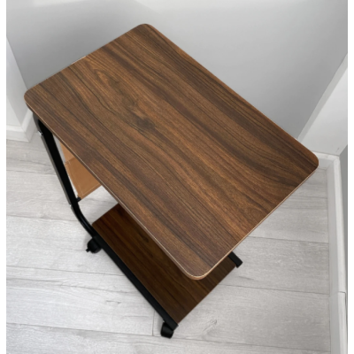 Masuta din otel carbon pentru cafea 4 roti 2 blaturi din lemn buzunar de depozitare MARO