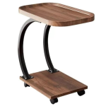 Masuta laterala din lemn cu roti curbata pentru sufragerie