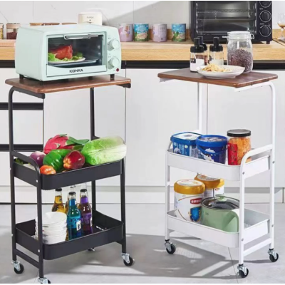 Masuta portabila petru cafea otel carbon 2 polite si cu o masa de lucru ALBA