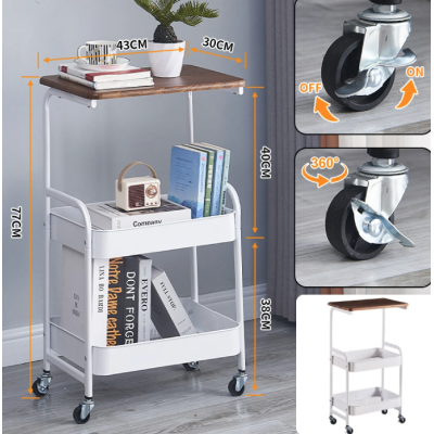 Masuta portabila petru cafea otel carbon 2 polite si cu o masa de lucru NEAGRA