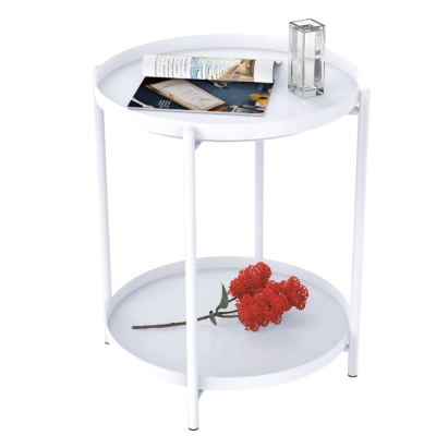 Masuta rotunda pentru cafea din metal 2 nivele 42 x 52 cm ALBA