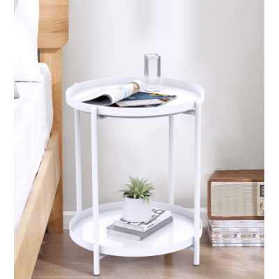 Masuta rotunda pentru cafea din metal 2 nivele 42 x 52 cm ALBA