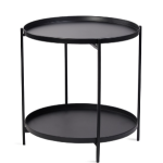Masuta rotunda pentru cafea din metal 2 nivele 42 x 52 cm NEAGRA
