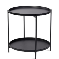 Masuta rotunda pentru cafea din metal 2 nivele 42 x 52 cm NEAGRA