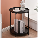 Masuta rotunda pentru cafea din metal 2 nivele 42 x 52 cm NEAGRA