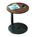 Masuta rotunda pentru cafea lemn cu metal 50 x 60 cm natur cu negru