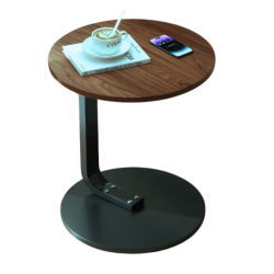 Masuta rotunda pentru cafea lemn cu metal 50 x 60 cm natur cu negru