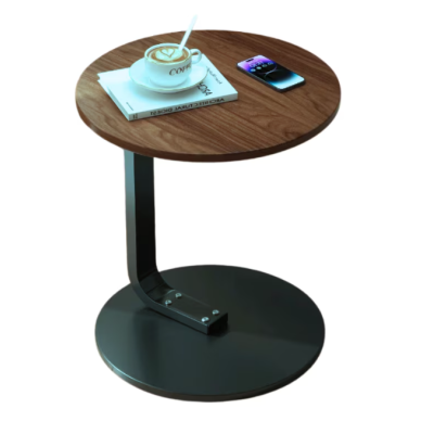 Masuta rotunda pentru cafea lemn cu metal 50 x 60 cm natur cu negru