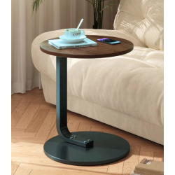 Masuta rotunda pentru cafea lemn cu metal 50 x 60 cm natur cu negru