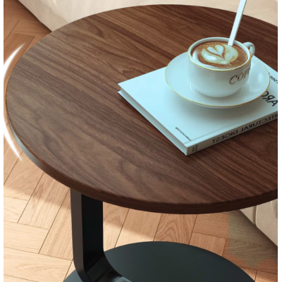 Masuta rotunda pentru cafea lemn cu metal 50 x 60 cm natur cu negru