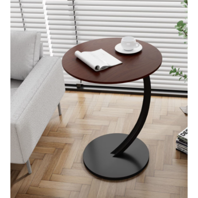 Masuta rotunda pentru cafea MDF cu metal 40 x 62.5 cm maro cu negru