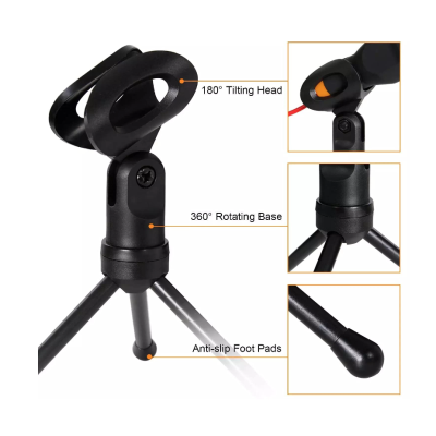 Microfon Profesional SF666 pentru Inregistrare Vocala Si Karaoke Negru