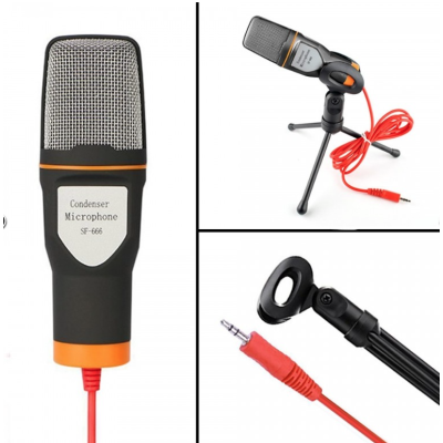 Microfon Profesional SF666 pentru Inregistrare Vocala Si Karaoke Negru