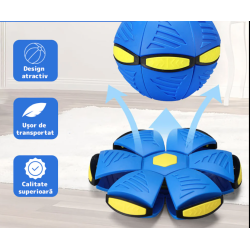 Minge Zburatoare Transformabila in Disc Frisbee 2 moduri de joaca 23 cm ALBASTRA