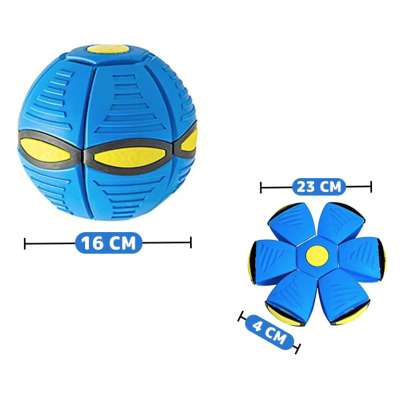 Minge Zburatoare Transformabila in Disc Frisbee 2 moduri de joaca 23 cm ALBASTRA