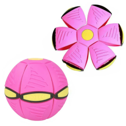 Minge Zburatoare Transformabila in Disc Frisbee 2 moduri de joaca 23 cm ROZ