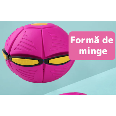 Minge Zburatoare Transformabila in Disc Frisbee 2 moduri de joaca 23 cm ROZ
