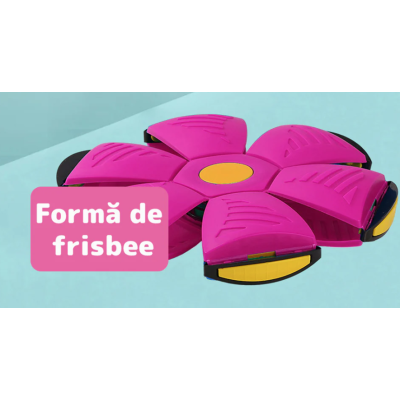 Minge Zburatoare Transformabila in Disc Frisbee 2 moduri de joaca 23 cm ROZ