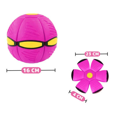 Minge Zburatoare Transformabila in Disc Frisbee 2 moduri de joaca 23 cm ROZ