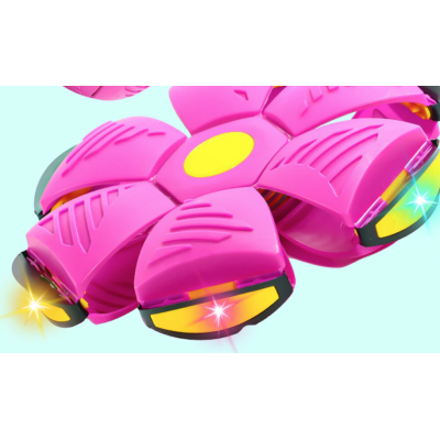 Minge Zburatoare Transformabila in Disc Frisbee 2 moduri de joaca 23 cm ROZ