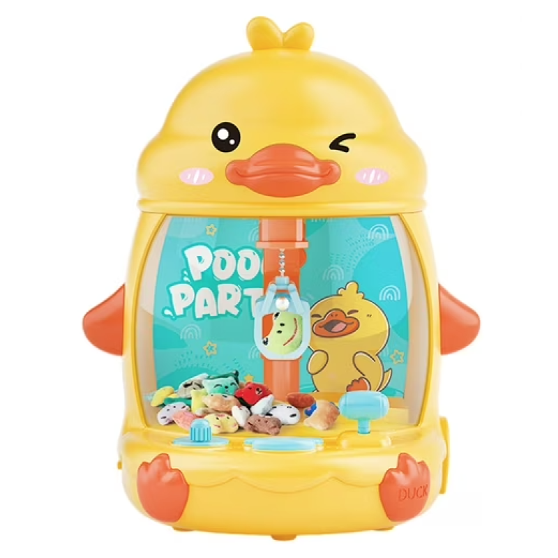Mini Automat cu Gheara in forma de Ratusca joc interactiv pentru copii cu lumini si muzica