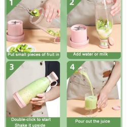 Mini blender portabil smoothie si shake incarcare usb 6 lame otel Inoxidabil 380 ml