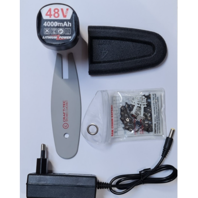 Mini Fierastrau cu lant si lama 4'' Craft tec 2 acumulatori 48w ALBASTRU MX678