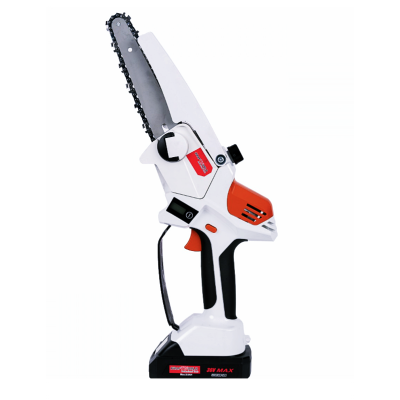 Mini fierastrau Edon MX294 Profesional 2 acumulatori 42 V 8Ah rezervor ulei sistem ungere lant lama 20 cm NEGRU CU PORTOCALIU