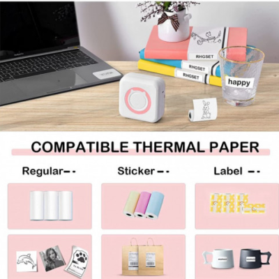 Mini imprimanta termica portabila pentru telefon 1 rola inclusa