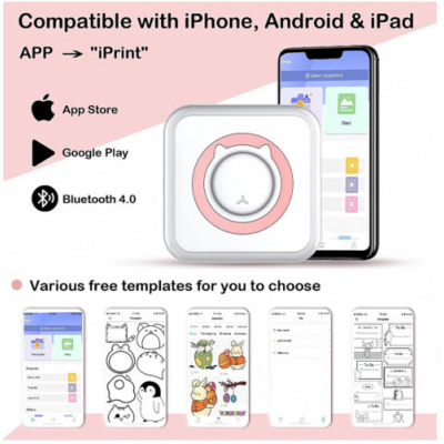 Mini imprimanta termica portabila pentru telefon 1 rola inclusa