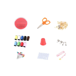Mini kit de cusut 112 accesorii incluse, portabil 12x8 cm