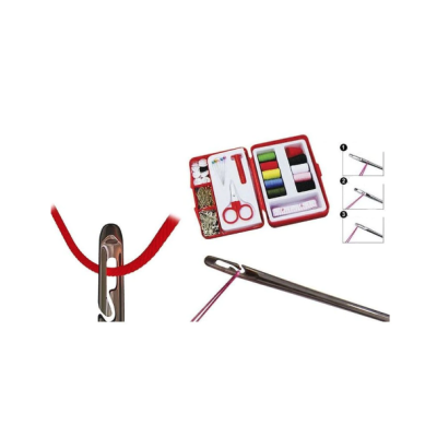 Mini kit de cusut 112 accesorii incluse, portabil 12x8 cm