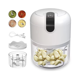 Mini tocator electric de bucatarie incarcare USB 250ml cu 3 lame Alb